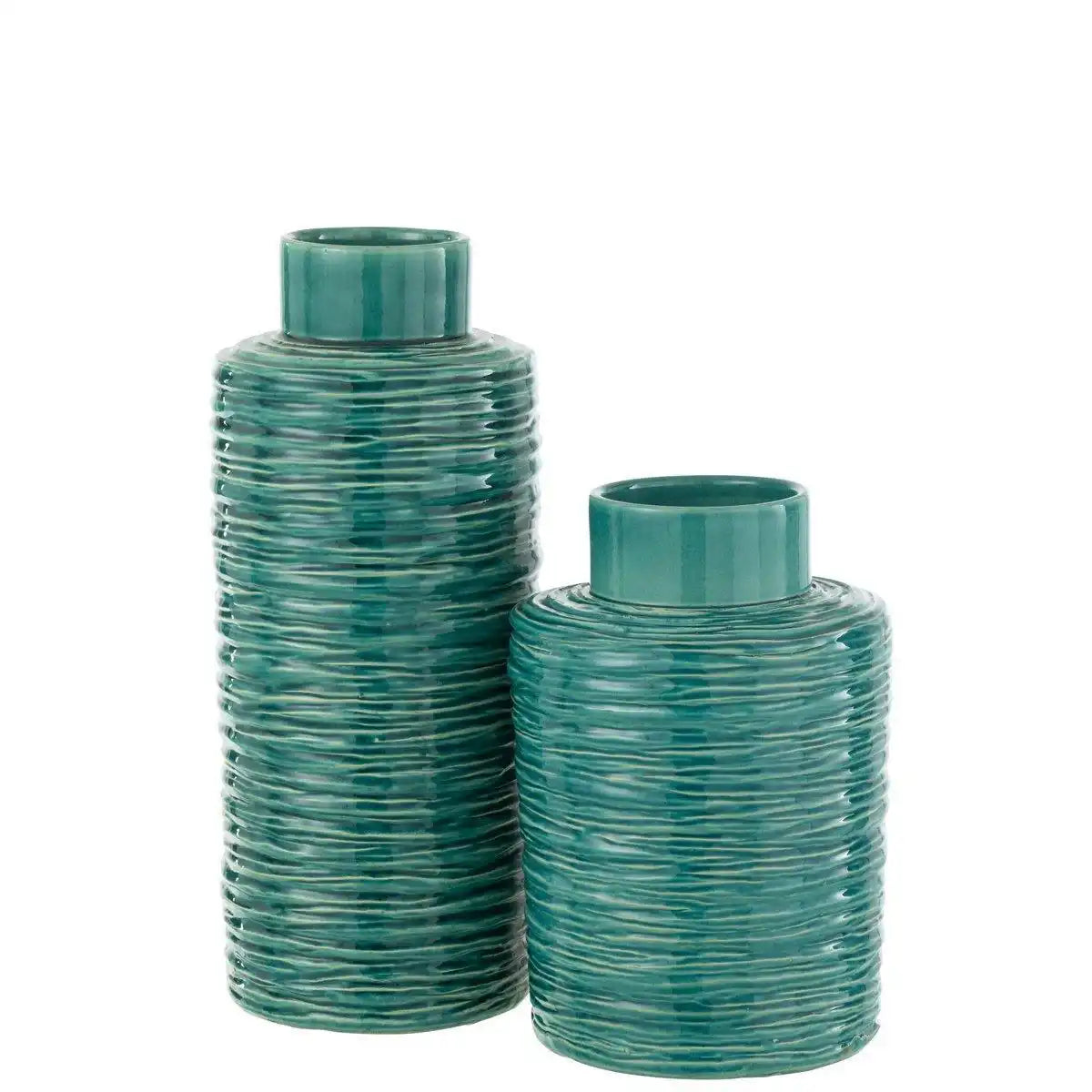 J-Line Vase Line – Keramik – Azurblau – groß - HomeDesign Knaus