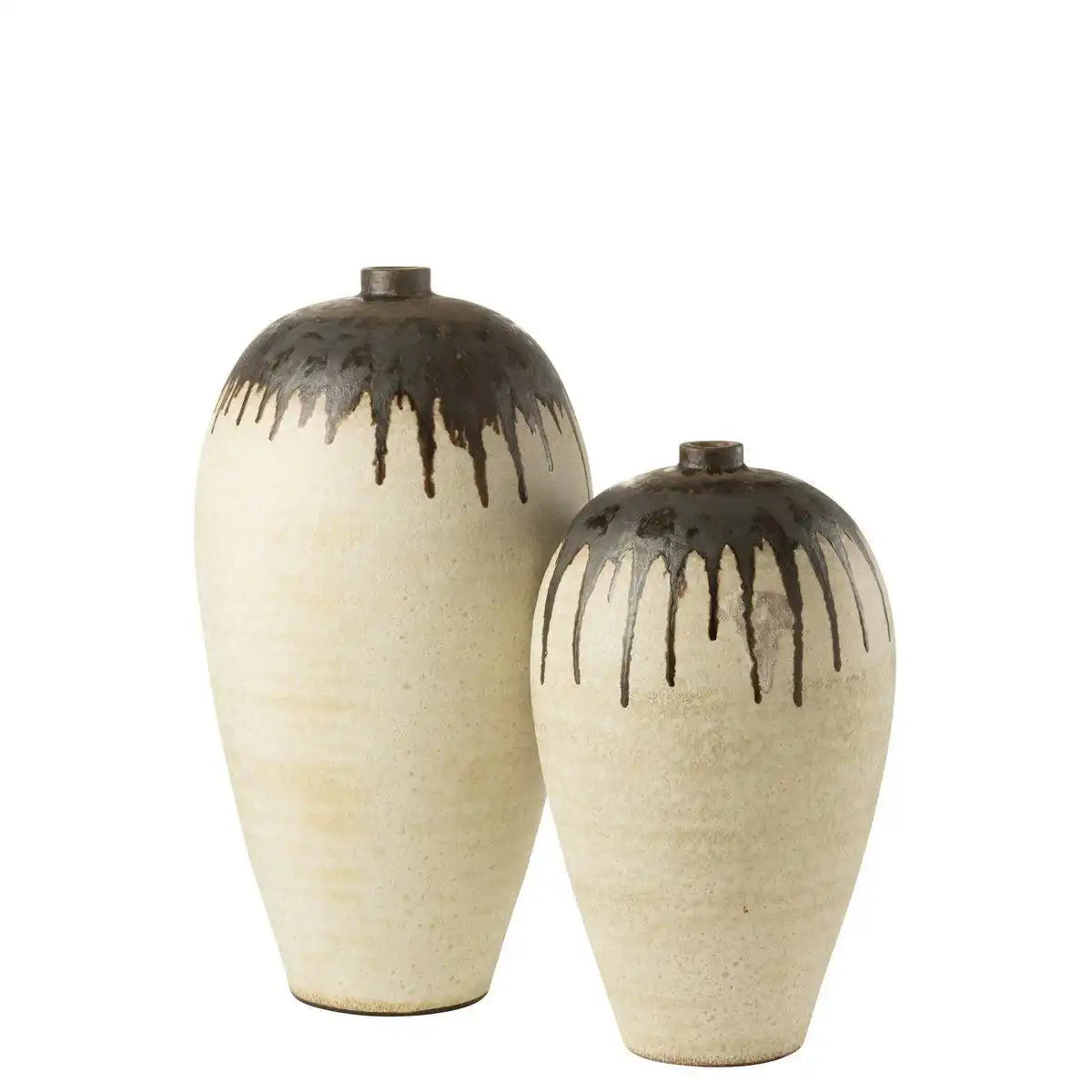 J-Line Vase Lombok Keramik Beige/Braun Groß - HomeDesign Knaus