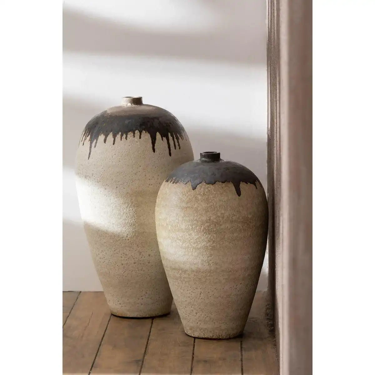 J-Line Vase Lombok Keramik Beige/Braun Klein - HomeDesign Knaus