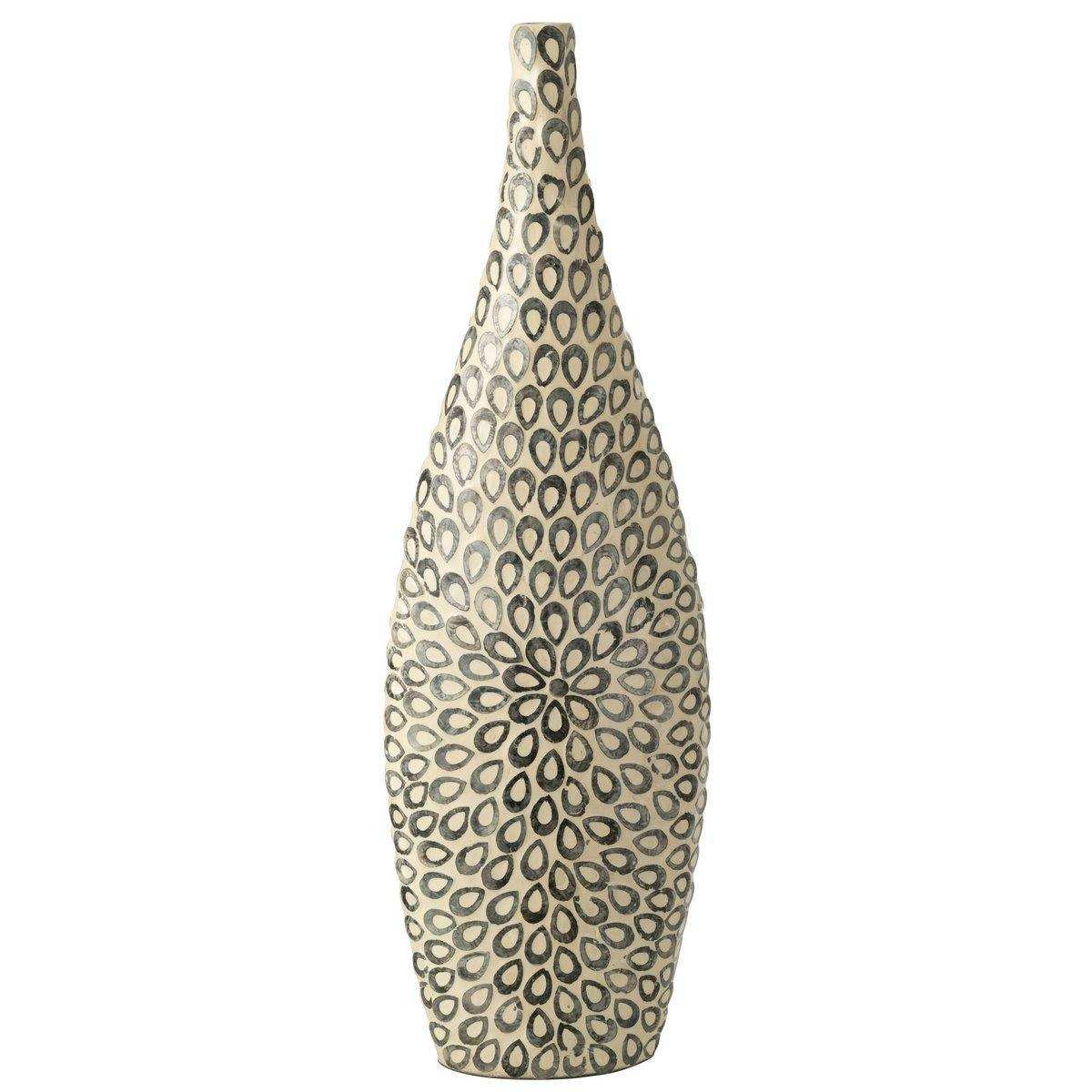 J-Line Vase Long Drop - Muscheln/Papier - Schwarz/Weiß - HomeDesign Knaus