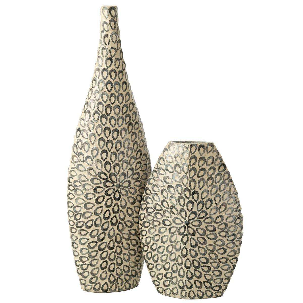 J-Line Vase Long Drop - Muscheln/Papier - Schwarz/Weiß - HomeDesign Knaus