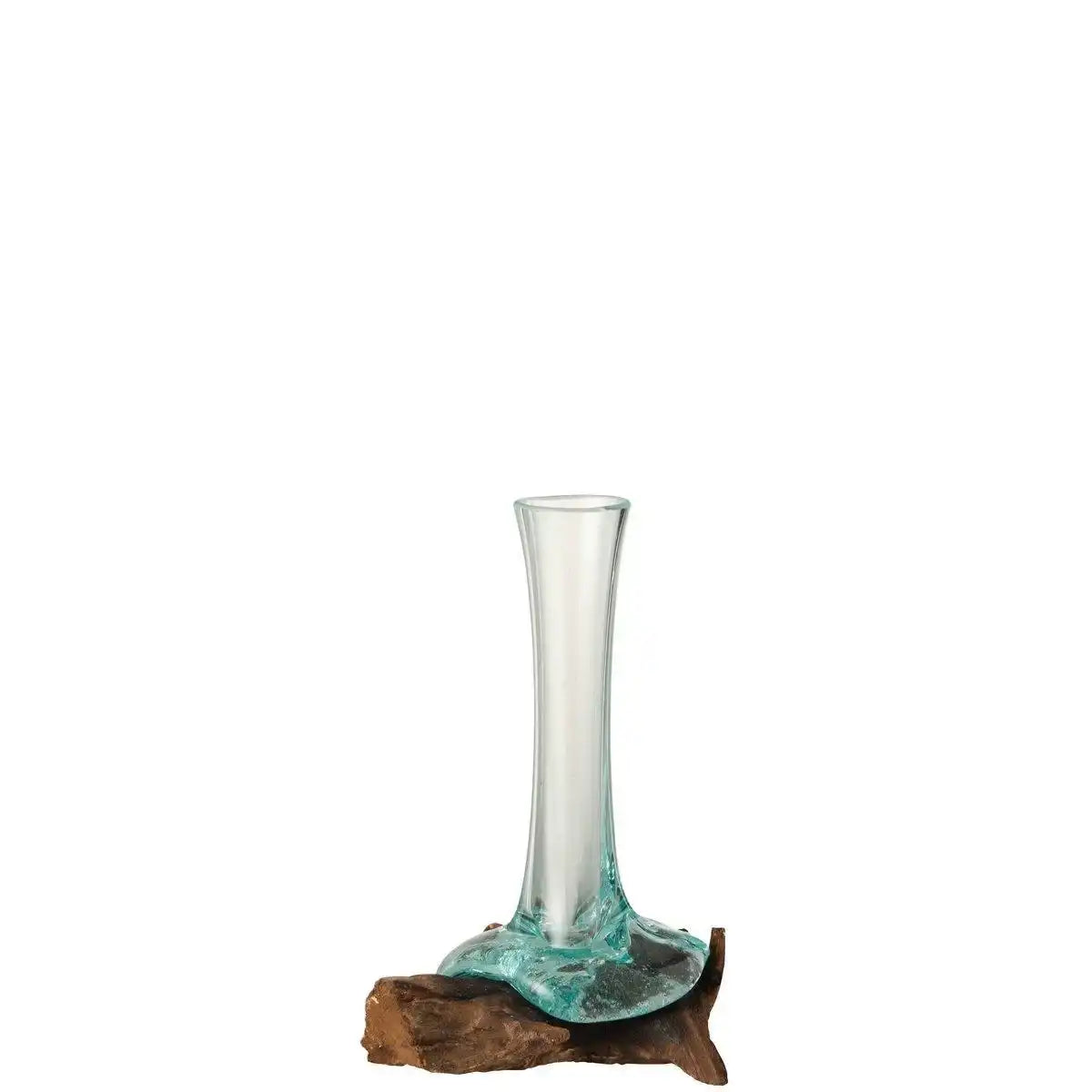 J-Line Vase Long On Foot Gamal - Holz/Glas - Natur - klein - HomeDesign Knaus
