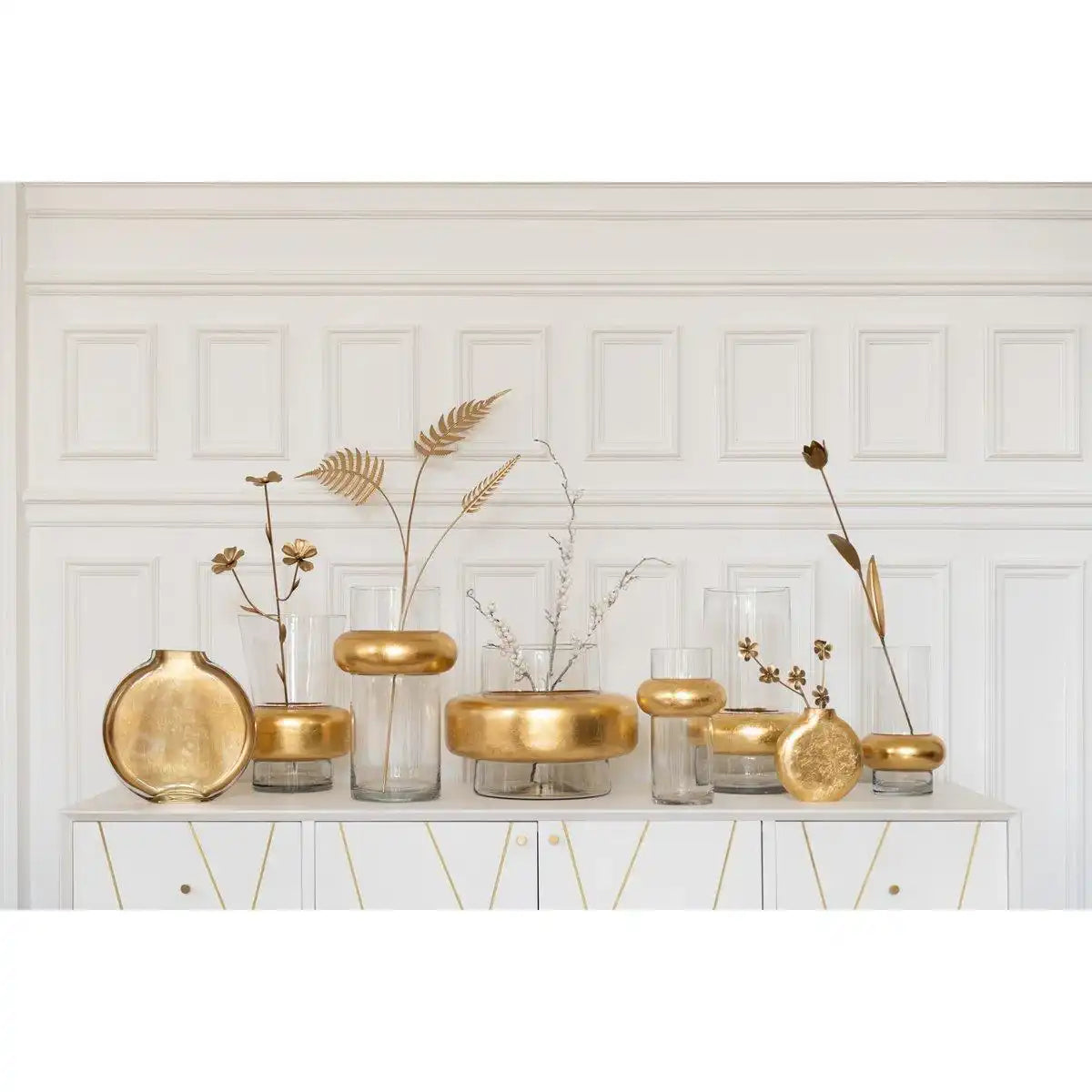 J-Line Vase Miki - Glas - transparent/gold - klein - HomeDesign Knaus