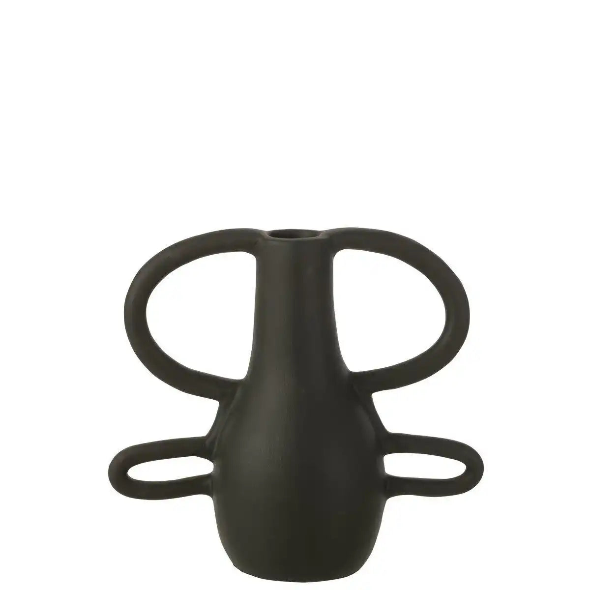 J-Line Vase mit 4 Griffen, Terrakotta-Schwarz - HomeDesign Knaus