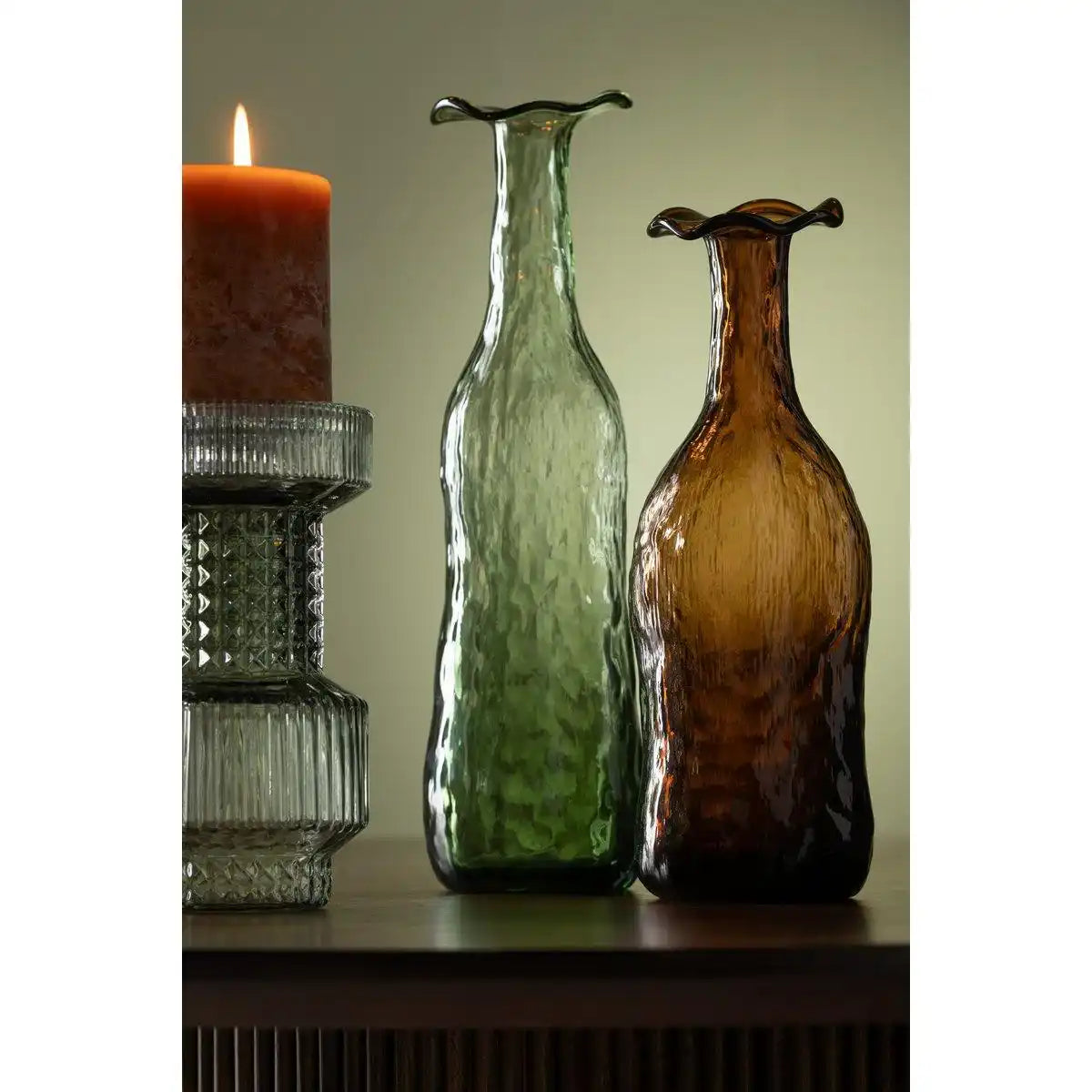 J-Line Vase mit Öffnung, braun, mittelgroß - HomeDesign Knaus