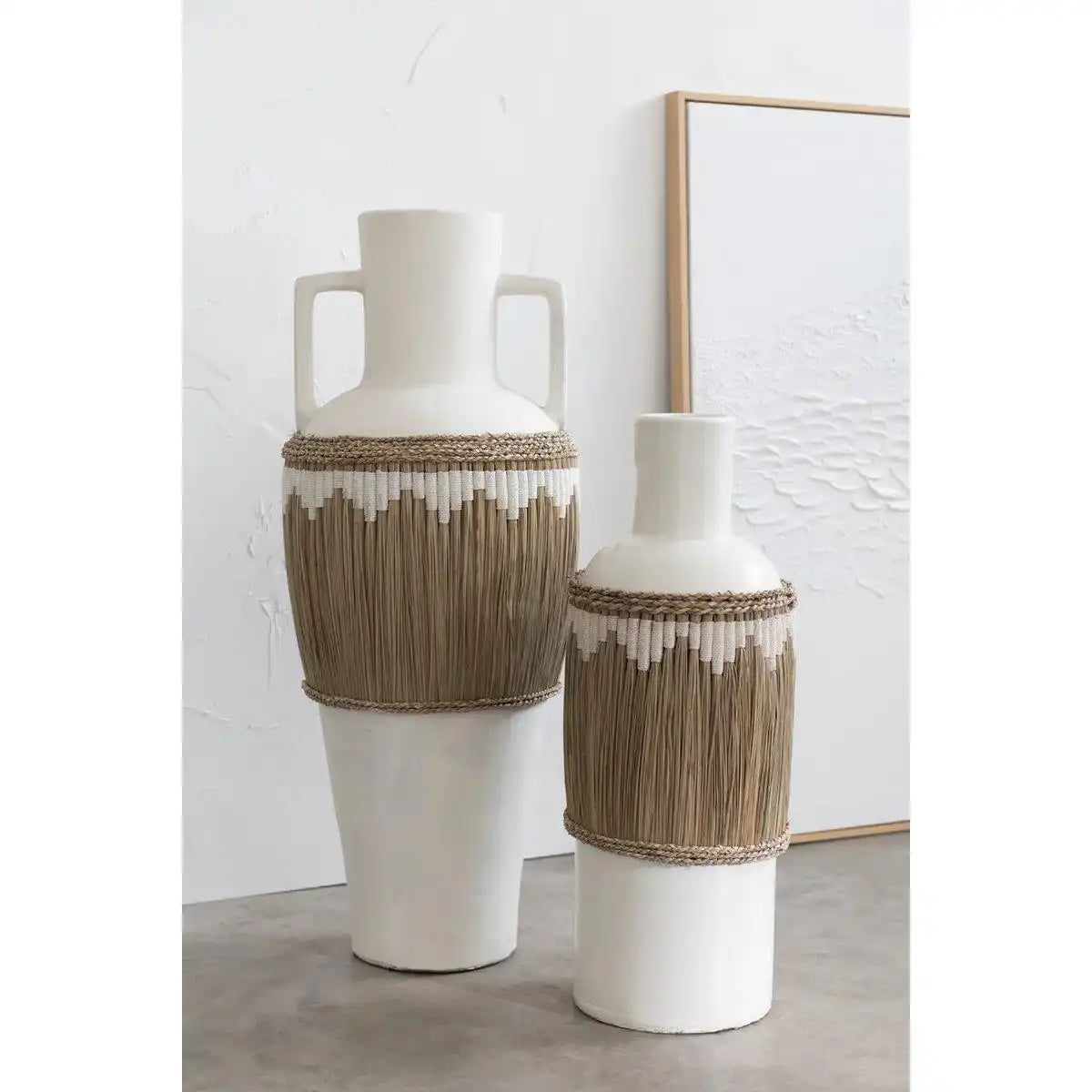 J-Line Vase Motiv Terrakotta/Grasweiß/Natur - HomeDesign Knaus