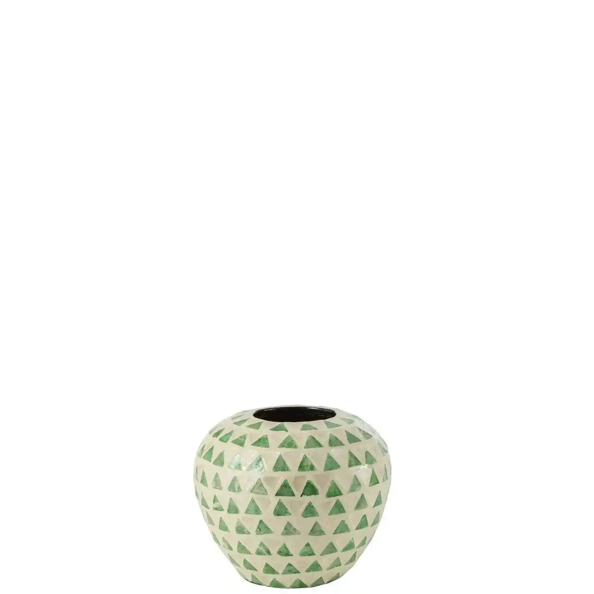 J-Line Vase Nuye Bol - Muscheln/Bambus - Grün - HomeDesign Knaus