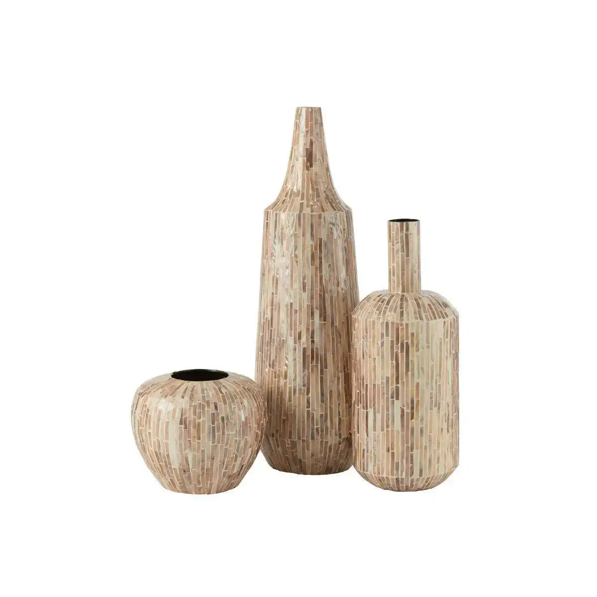 J-Line Vase Nuye Bottle - Muscheln/Papier - Beige - HomeDesign Knaus