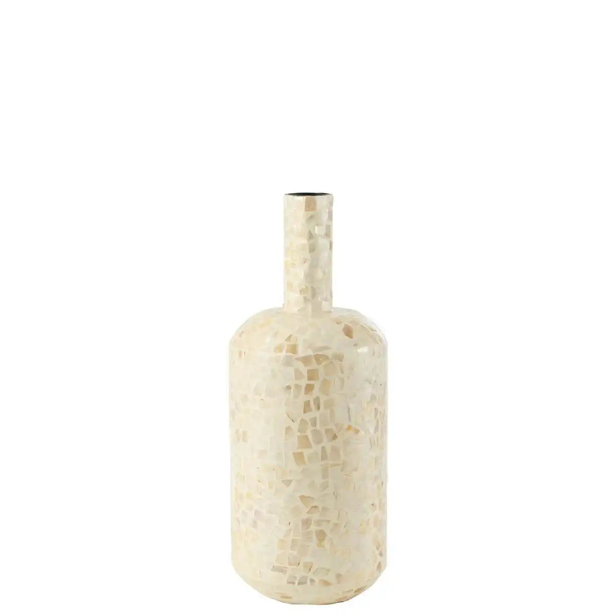 J-Line Vase Nuye Bottle - Muscheln/Papier - Elfenbein - HomeDesign Knaus