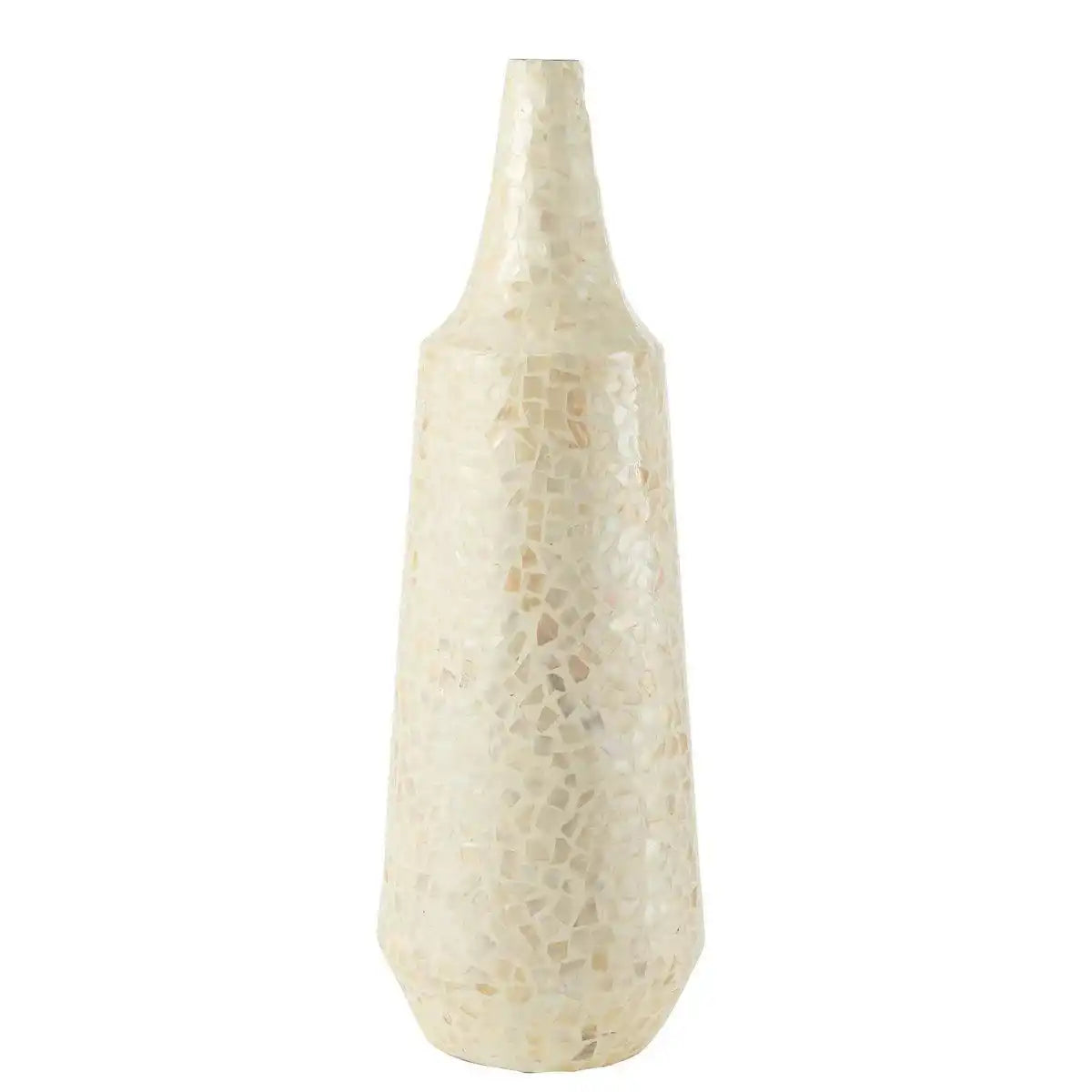 J-Line Vase Nuye Lang - Muscheln/Papier - Elfenbein - HomeDesign Knaus