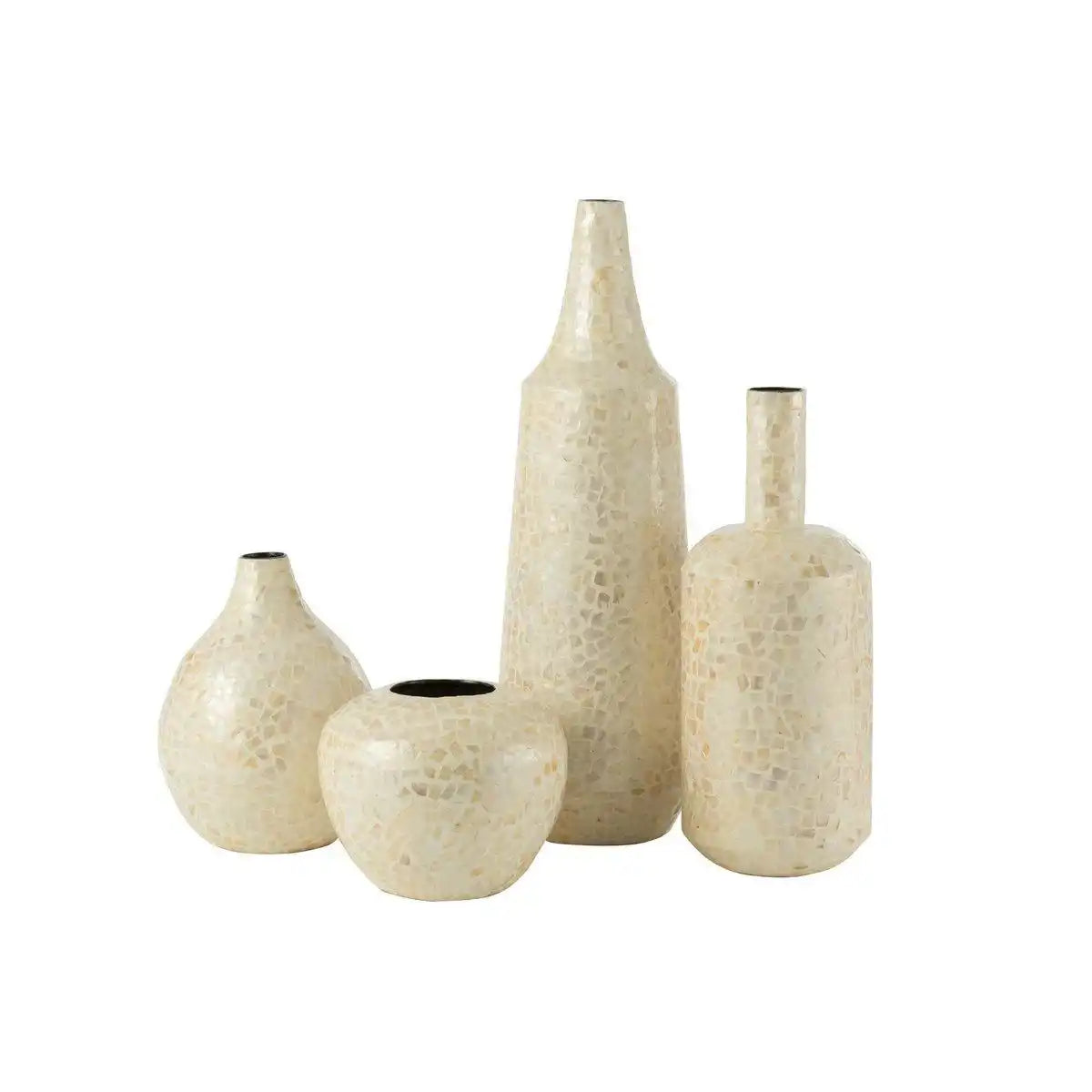 J-Line Vase Nuye Lang - Muscheln/Papier - Elfenbein - HomeDesign Knaus