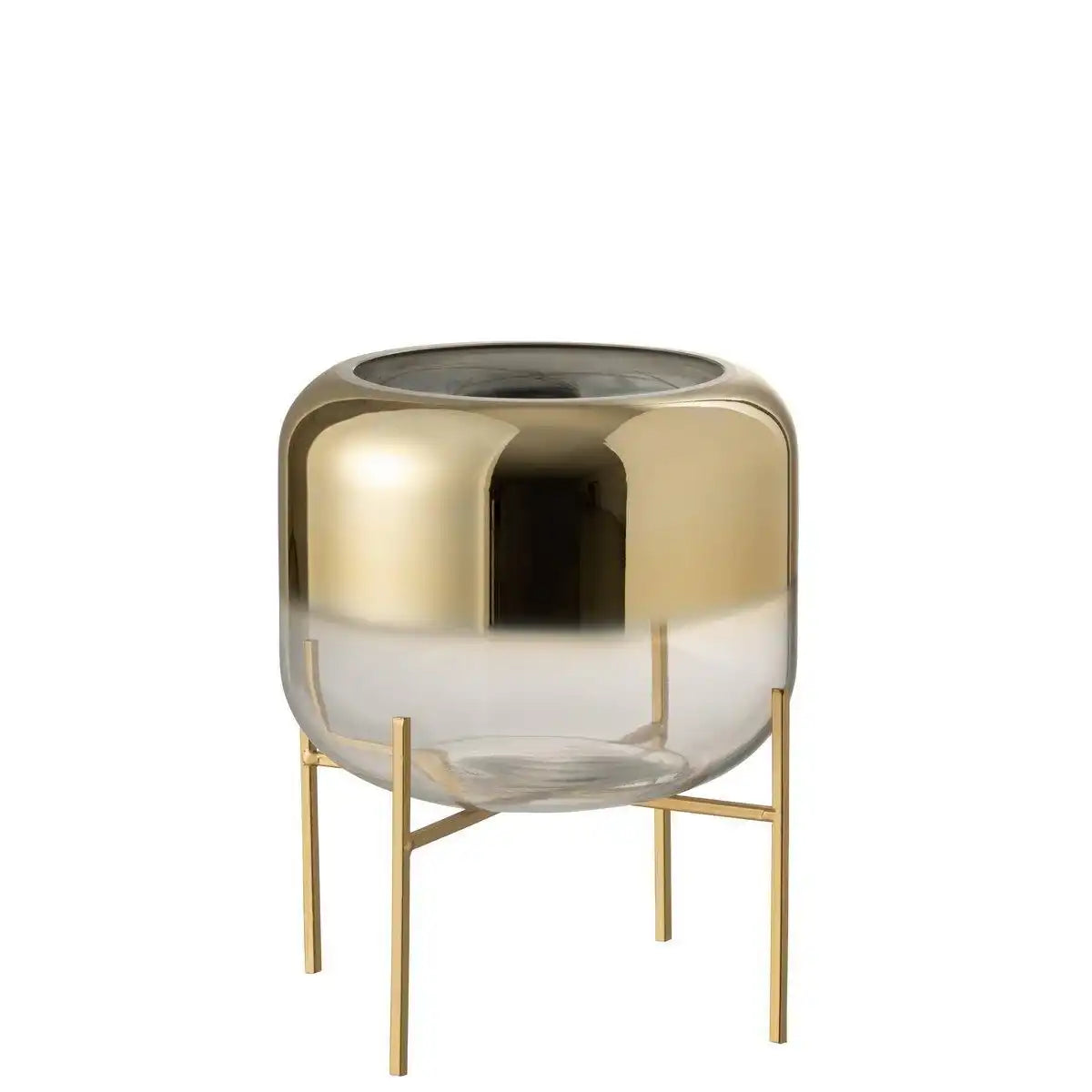 J-Line Vase Oceanne – Glas – Gold/Transparent – klein - HomeDesign Knaus