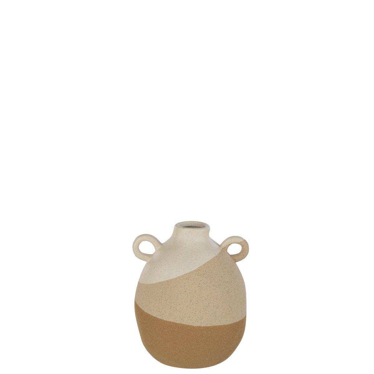 J-Line Vase Ohr Keramik Beige/Hellbraun Klein - HomeDesign Knaus