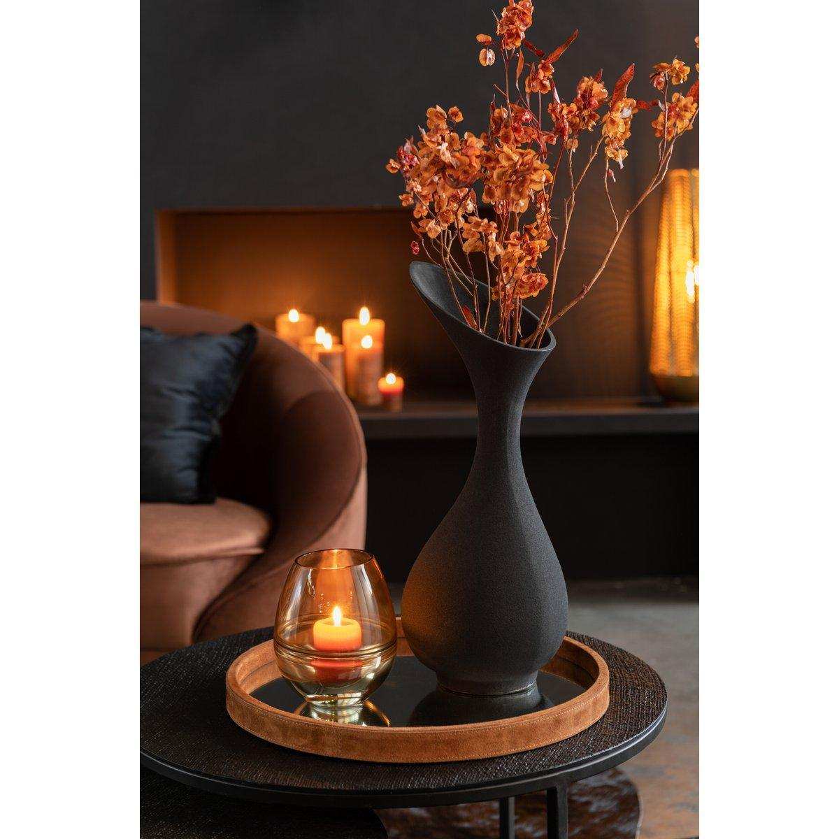 J-Line Vase Olivia Rough – Aluminium – Schwarz – mittel – 61,00 cm hoch - HomeDesign Knaus