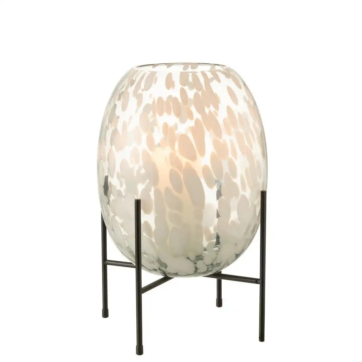 J-Line Vase On Foot Speckle – Glas – grau/weiß – groß - HomeDesign Knaus