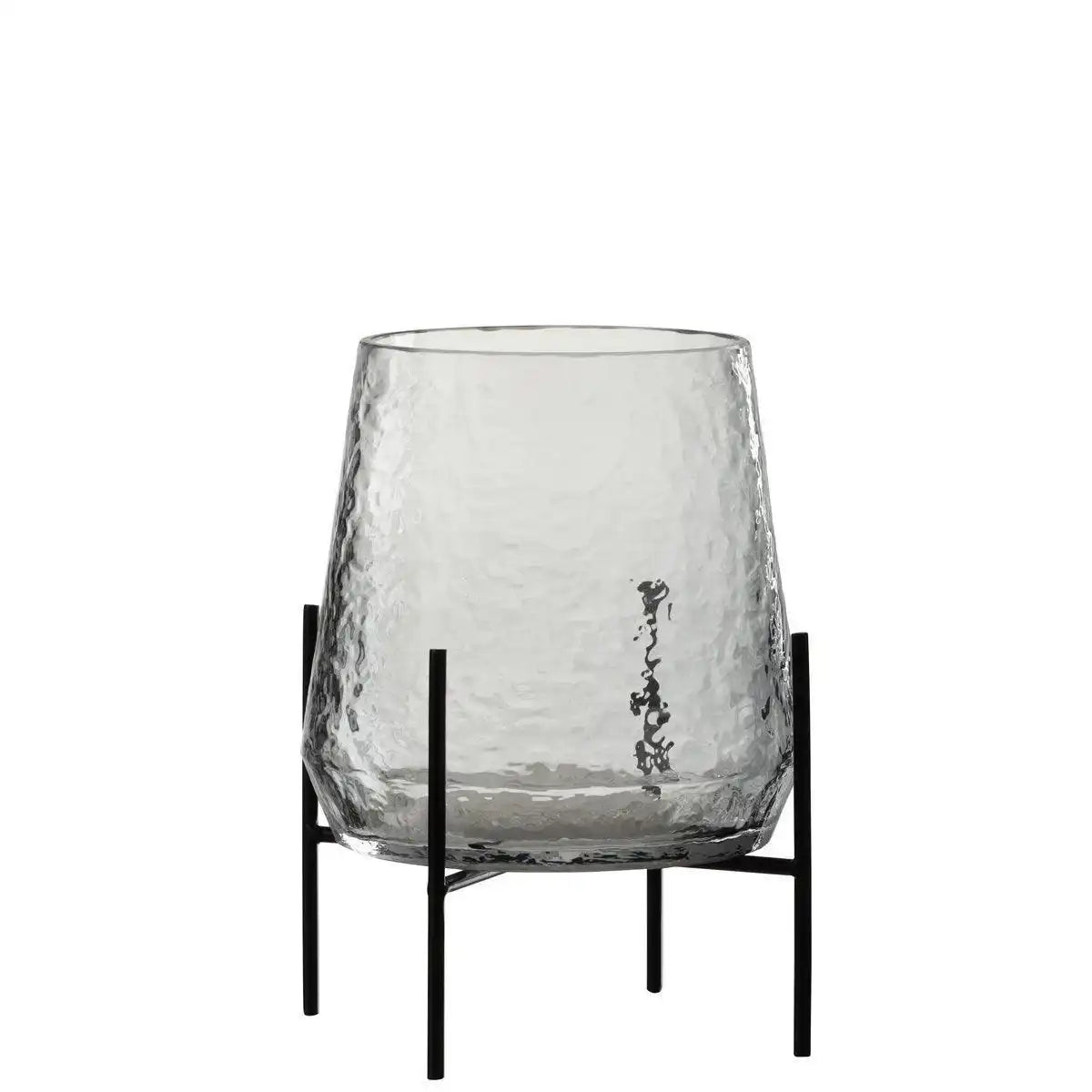 J-Line Vase On Foot Uneven - Glas - transparent/schwarz - klein - HomeDesign Knaus