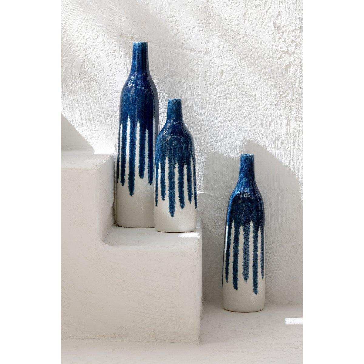 J-Line Vase Paint Keramik Weiß/Blau Klein - HomeDesign Knaus