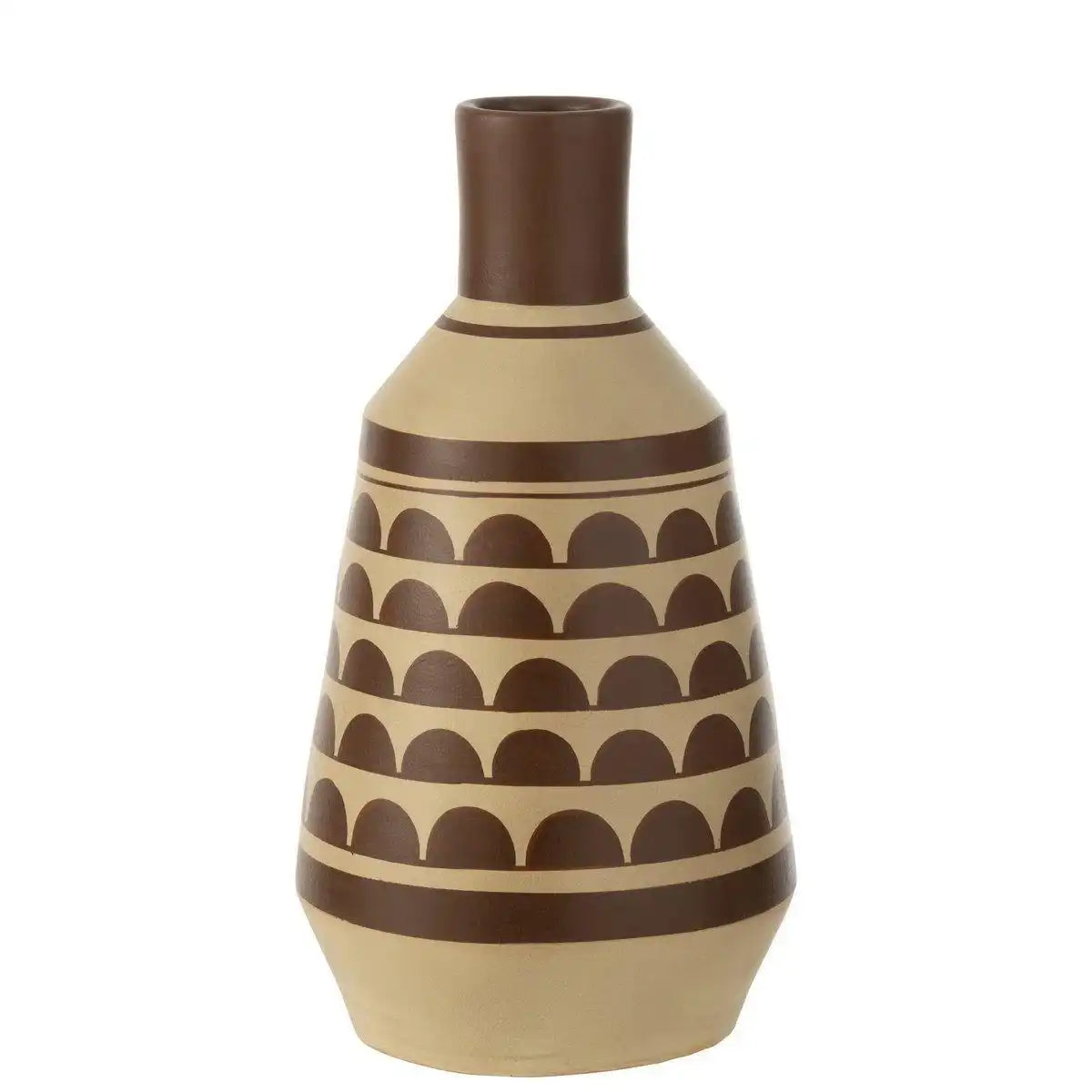 J-Line Vase Pattern Half-Circles – Keramik – weiß/braun - HomeDesign Knaus