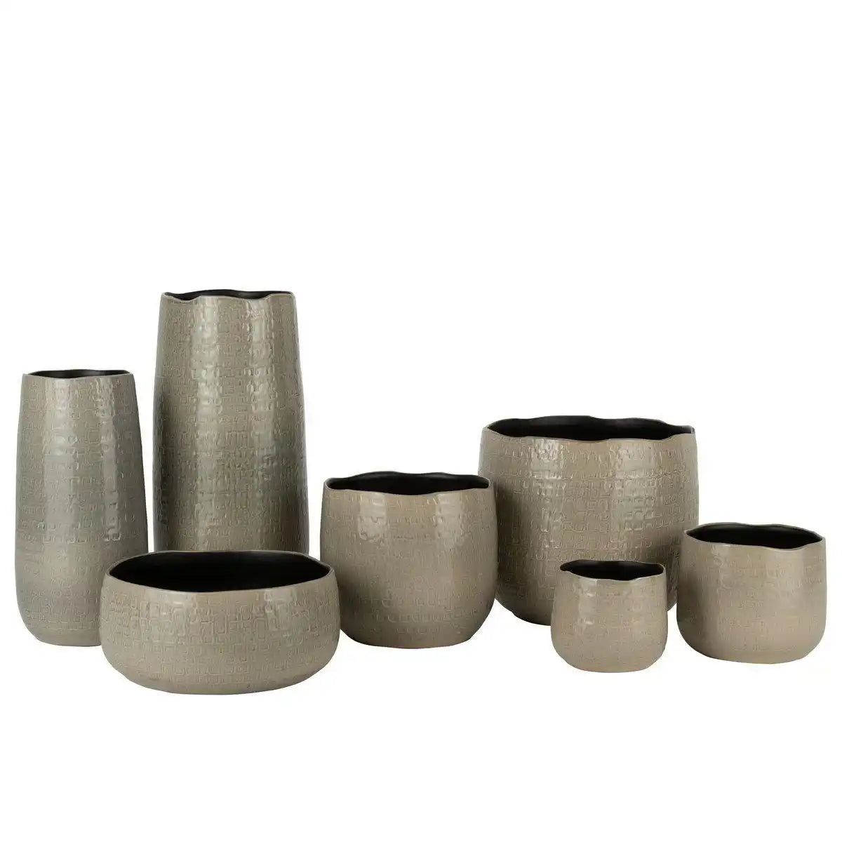 J-Line Vase Pattern – Keramik – hellgrau – groß - HomeDesign Knaus