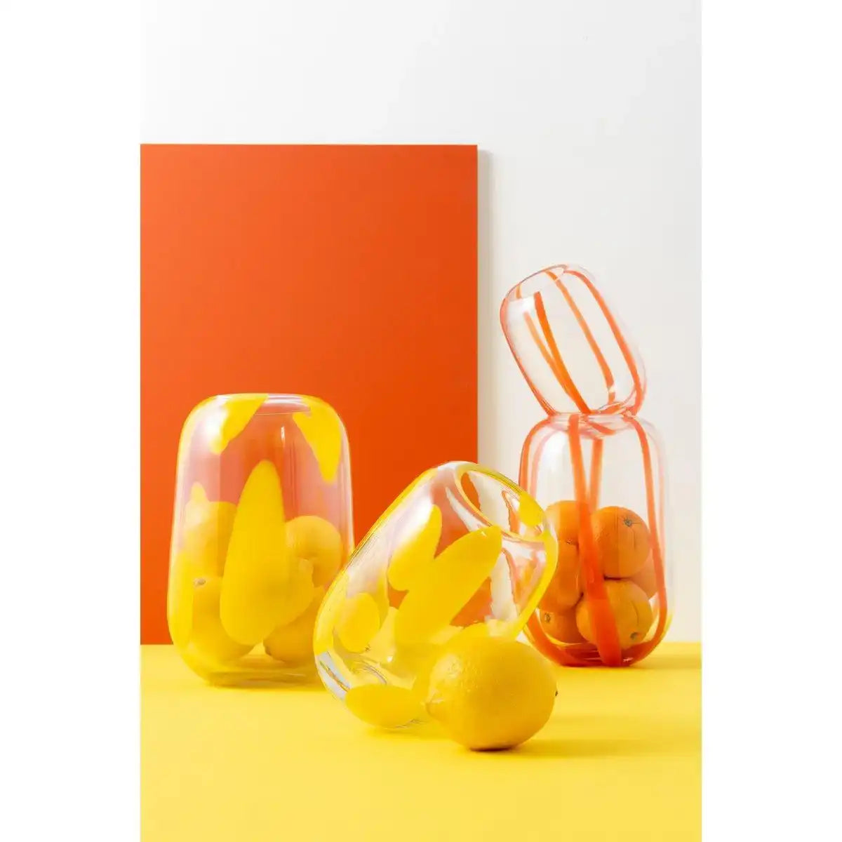 J-Line Vase Pop Art Lines Glas Orange Klein - HomeDesign Knaus
