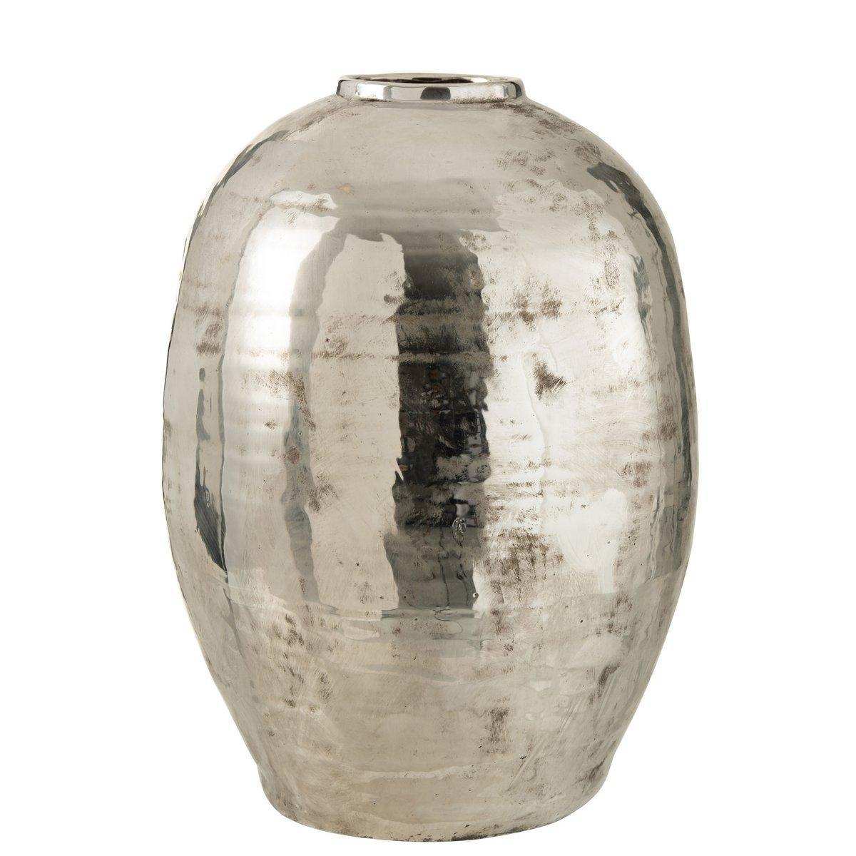 J-Line Vase Round Arya - Metall - Silber - 57,00 cm hoch - HomeDesign Knaus