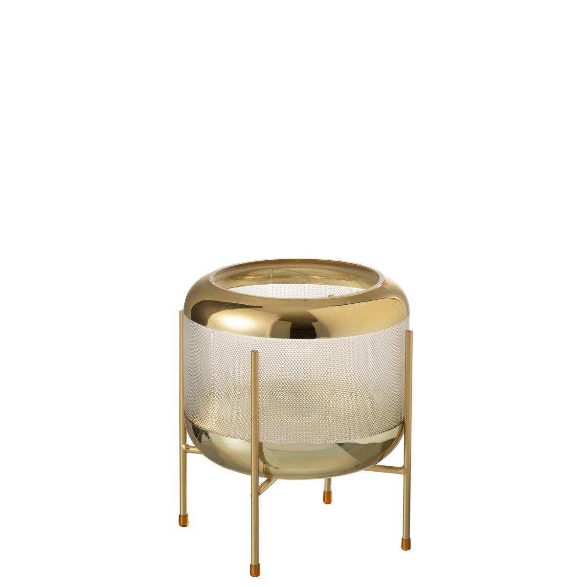 J-Line Vase Round Motif On Foot - Glas - Transparent/Gold - HomeDesign Knaus
