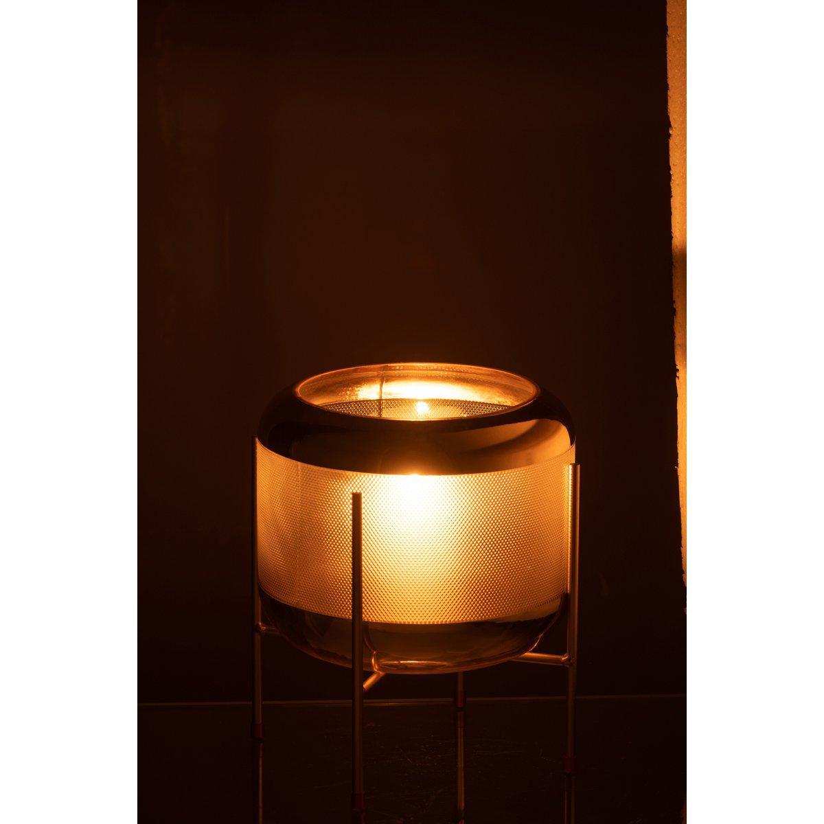 J-Line Vase Round Motif On Foot - Glas - Transparent/Gold - HomeDesign Knaus