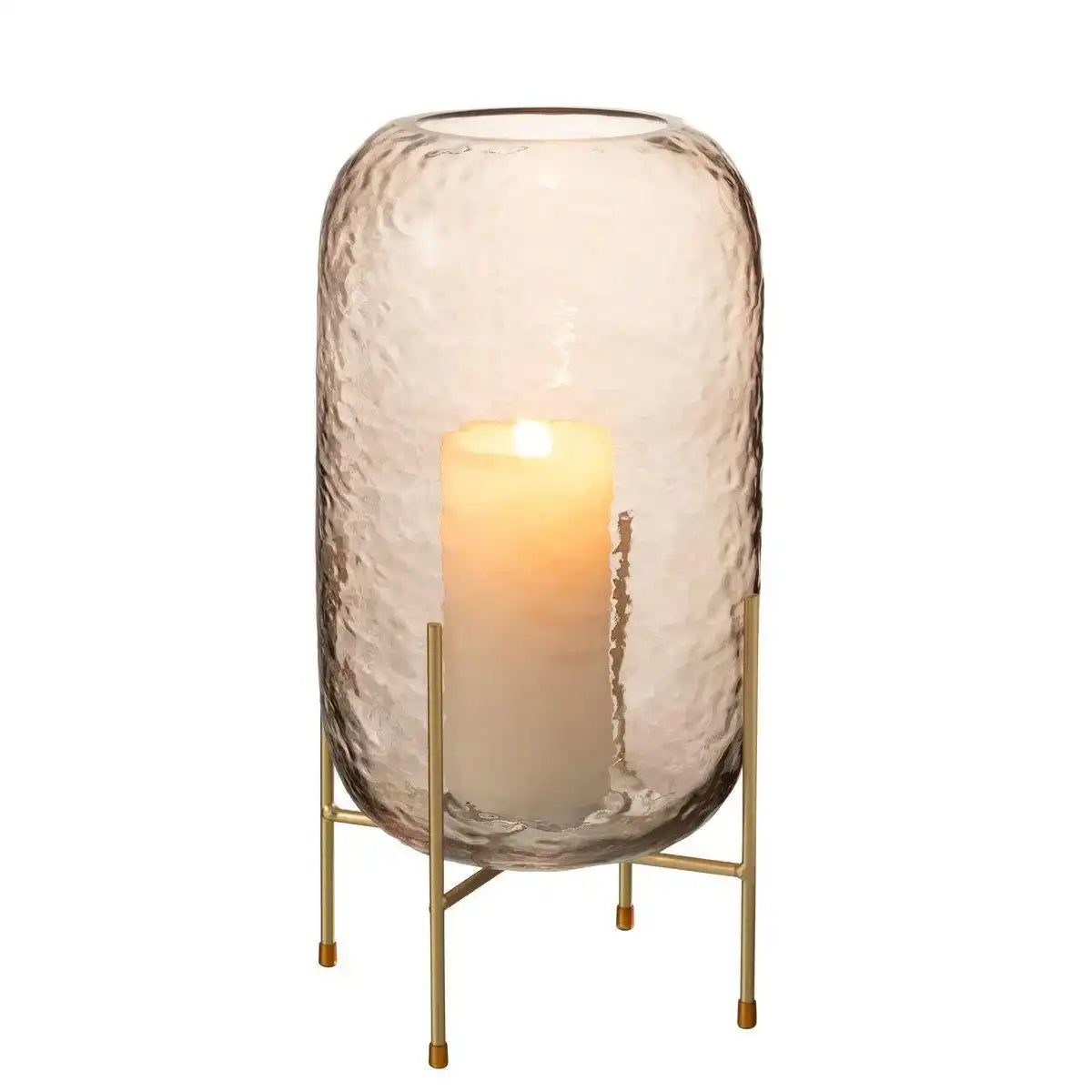 J-Line Vase Round On Foot - Glas - Braun/Gold - Groß - HomeDesign Knaus