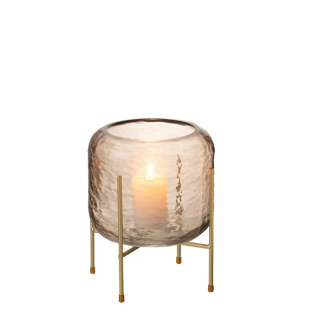 J-Line Vase Round On Foot - Glas - Braun/Gold - klein - HomeDesign Knaus