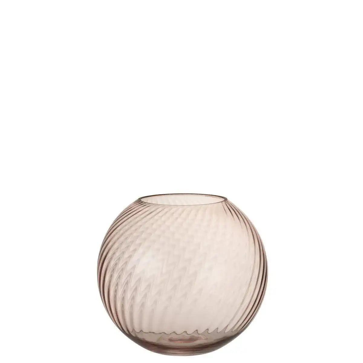 J-Line Vase Round Ribbels - Glas - rosa - klein - 18,00 cm hoch - HomeDesign Knaus