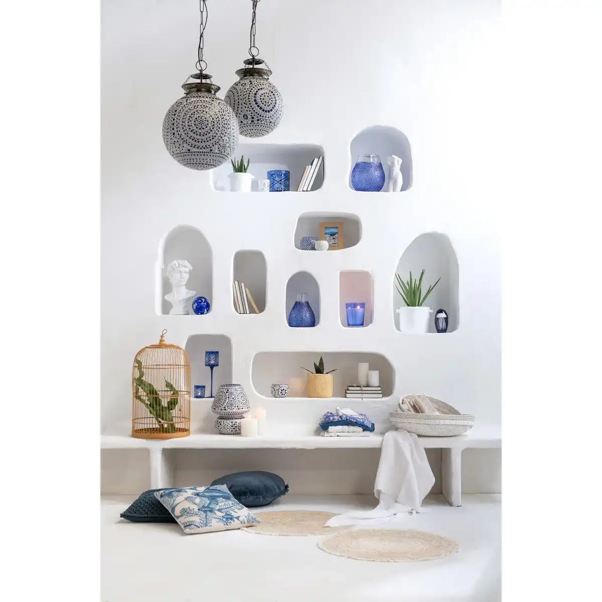 J-Line Vase Santorini - Glas - Blau - klein - HomeDesign Knaus
