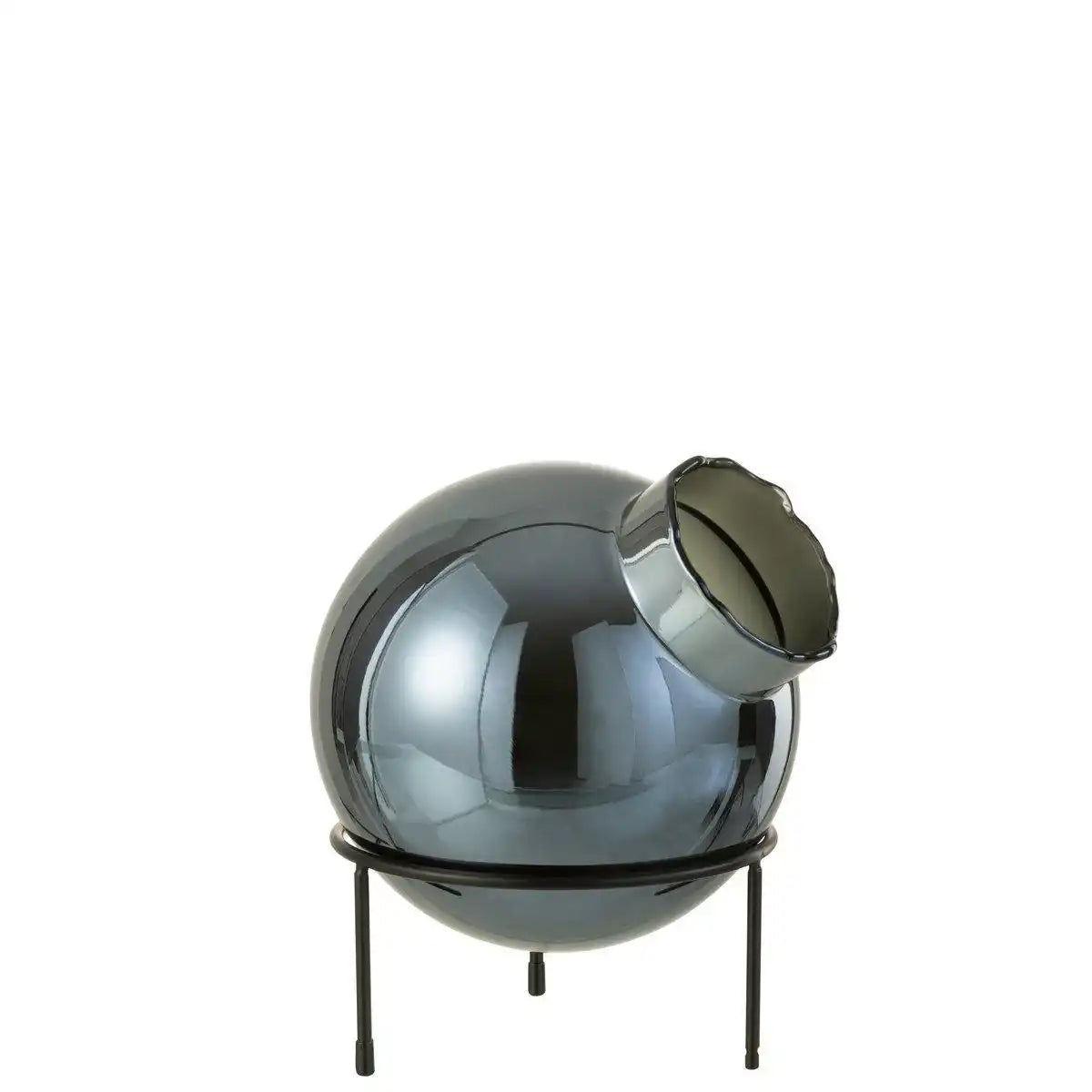 J-Line Vase Sphere - Glas/Metall - Blau/Schwarz - groß - HomeDesign Knaus