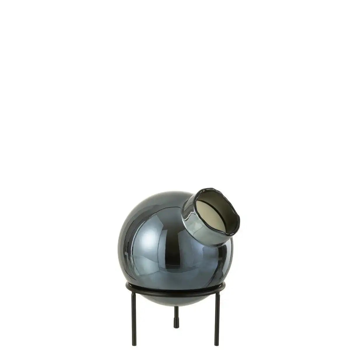 J-Line Vase Sphere - Glas/Metall - Blau/Schwarz - klein - HomeDesign Knaus