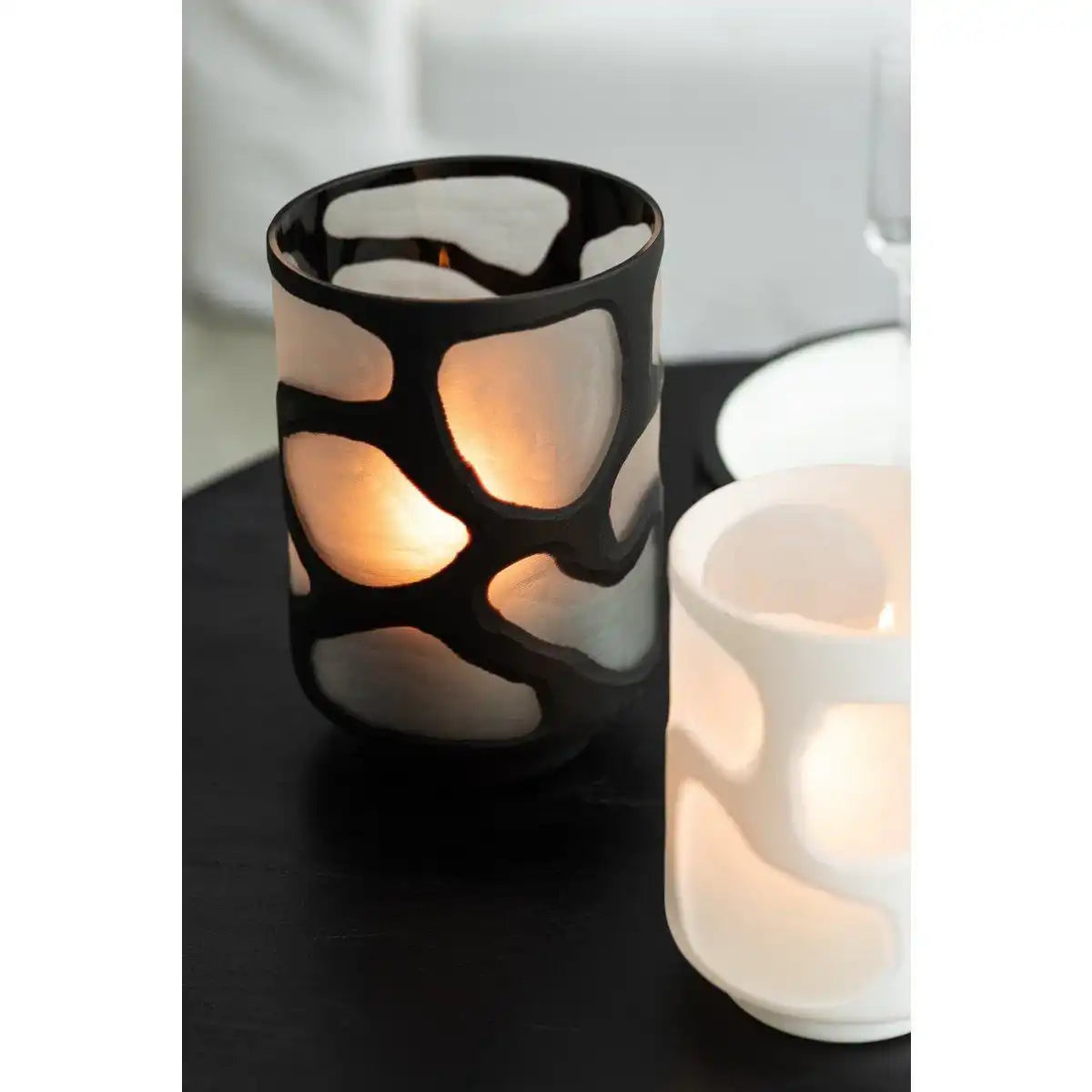 J-Line Vase Stains - Glas - Weiß - 19,50 cm hoch - HomeDesign Knaus