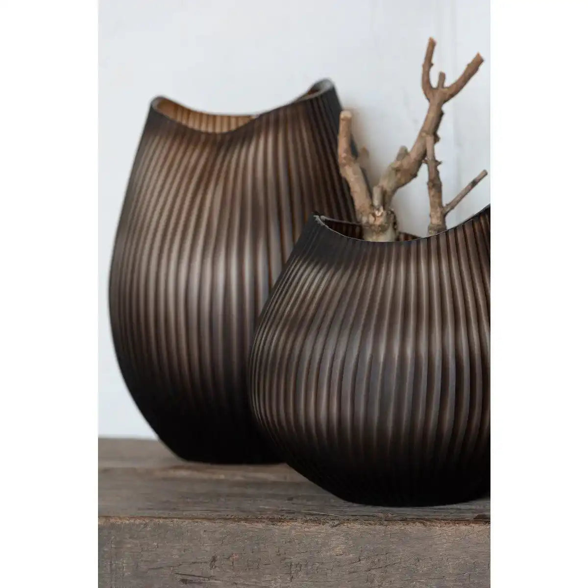 J-Line Vase Stripe - Glas - Braun - klein - HomeDesign Knaus