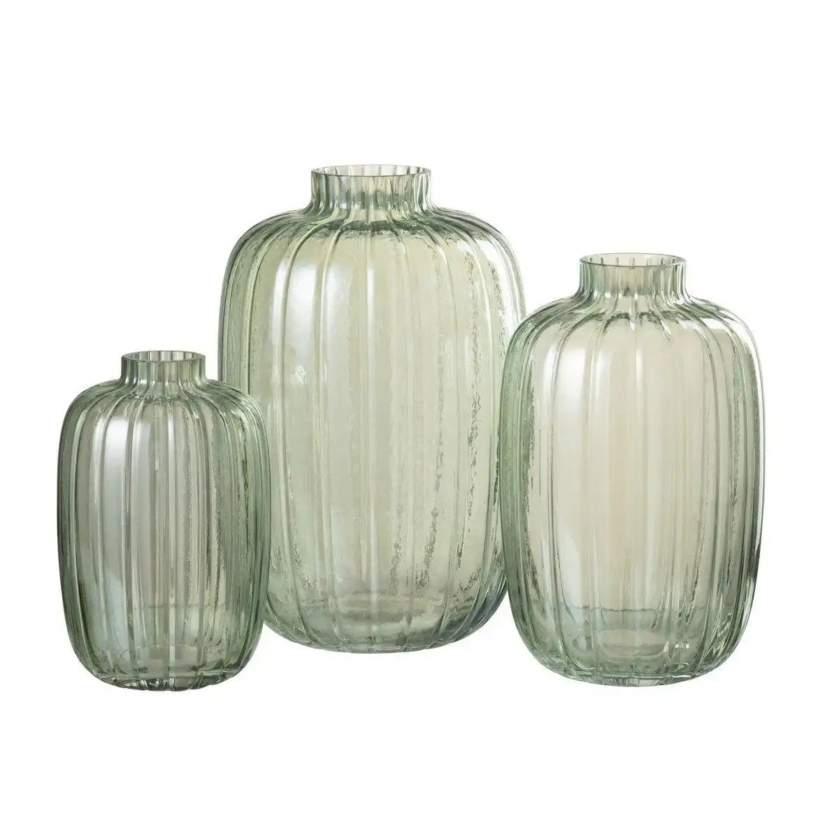 J-Line Vase Stripes - Glas - Grün - Groß - HomeDesign Knaus