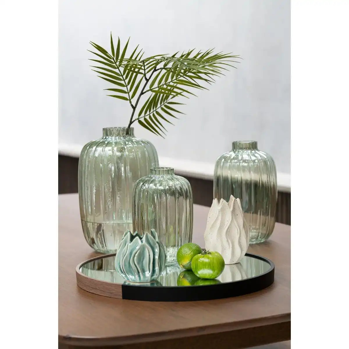 J-Line Vase Stripes - Glas - Grün - Mittelgroß - HomeDesign Knaus