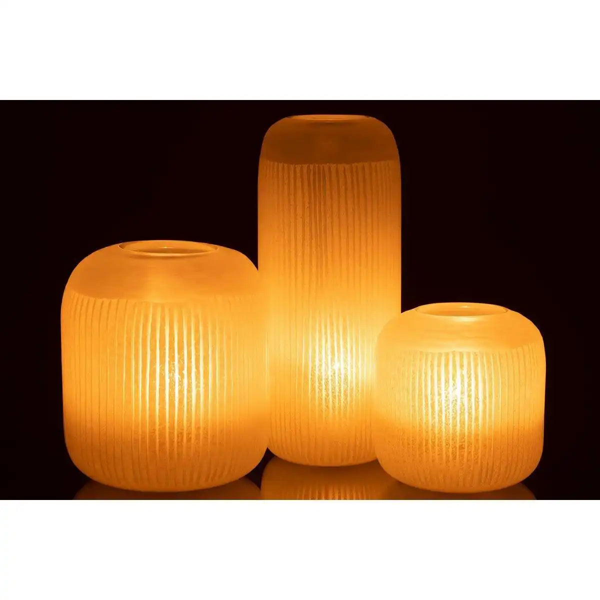 J-Line Vase Stripes - Glas - hellgelb - groß - HomeDesign Knaus