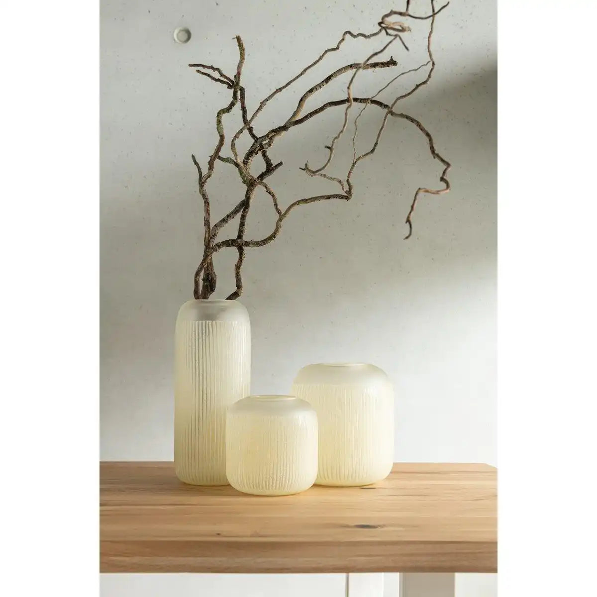 J-Line Vase Stripes - Glas - hellgelb - groß - HomeDesign Knaus