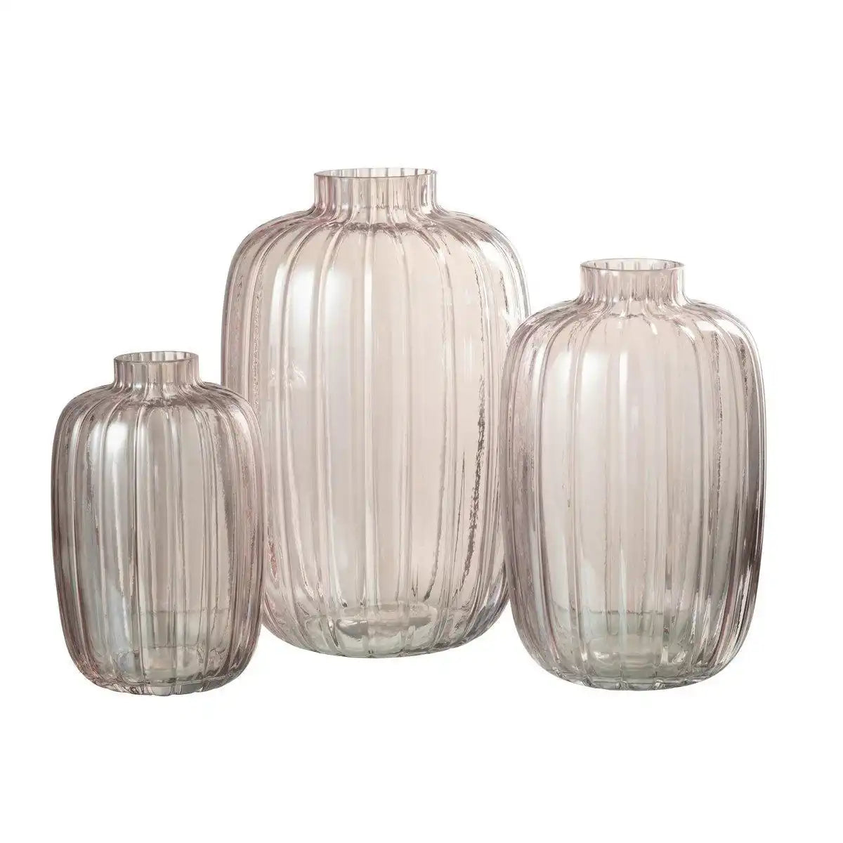 J-Line Vase Stripes – Glas – rosa – groß - HomeDesign Knaus