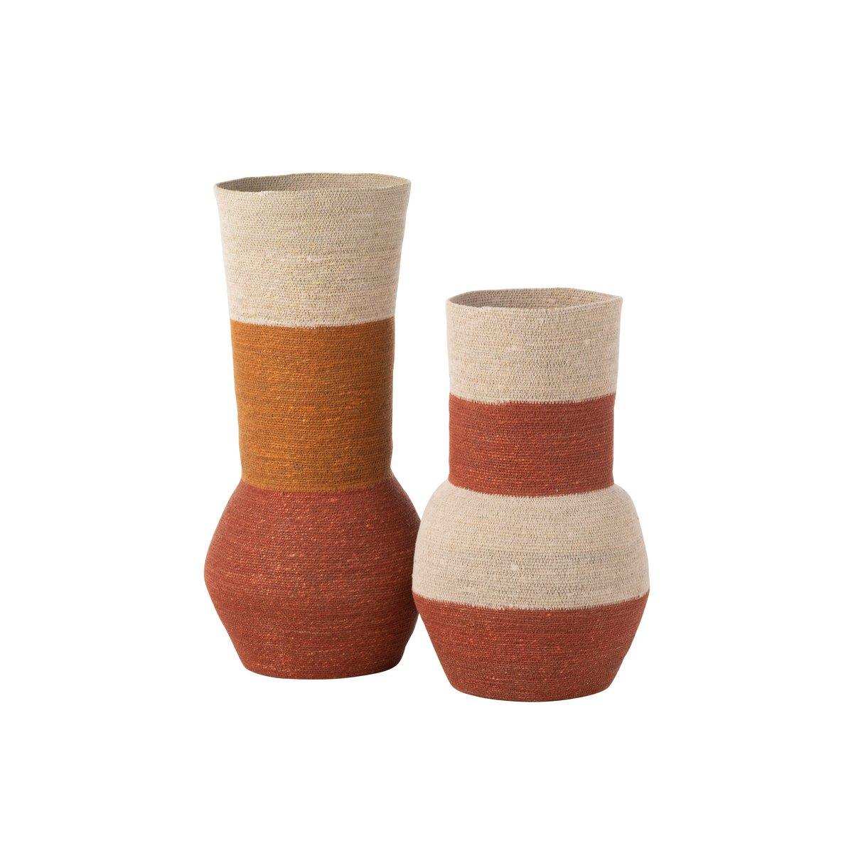 J-Line Vase Stripes Seegras Natur/Rost/Terrakotta - HomeDesign Knaus