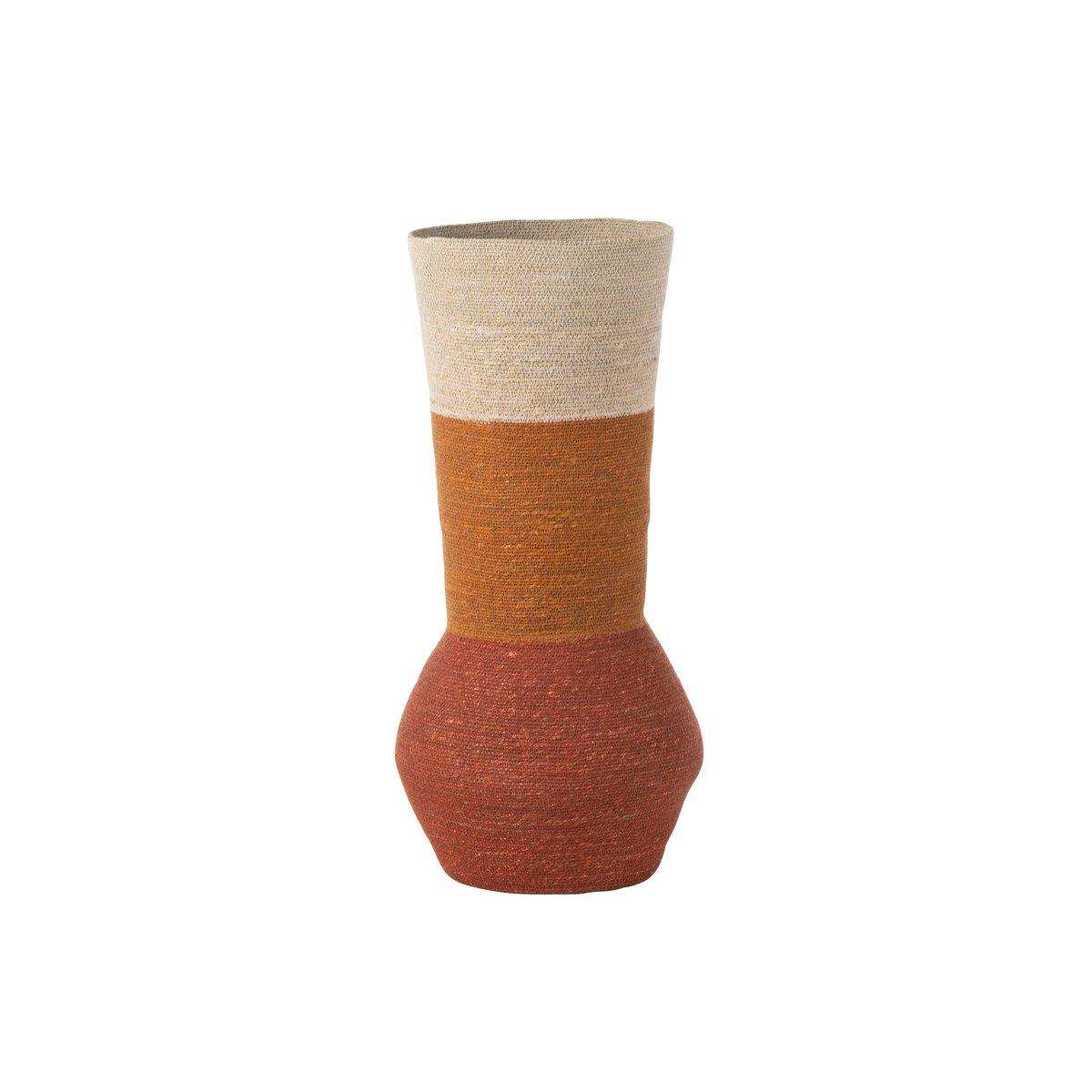 J-Line Vase Stripes Seegras Natur/Rost/Terrakotta - HomeDesign Knaus