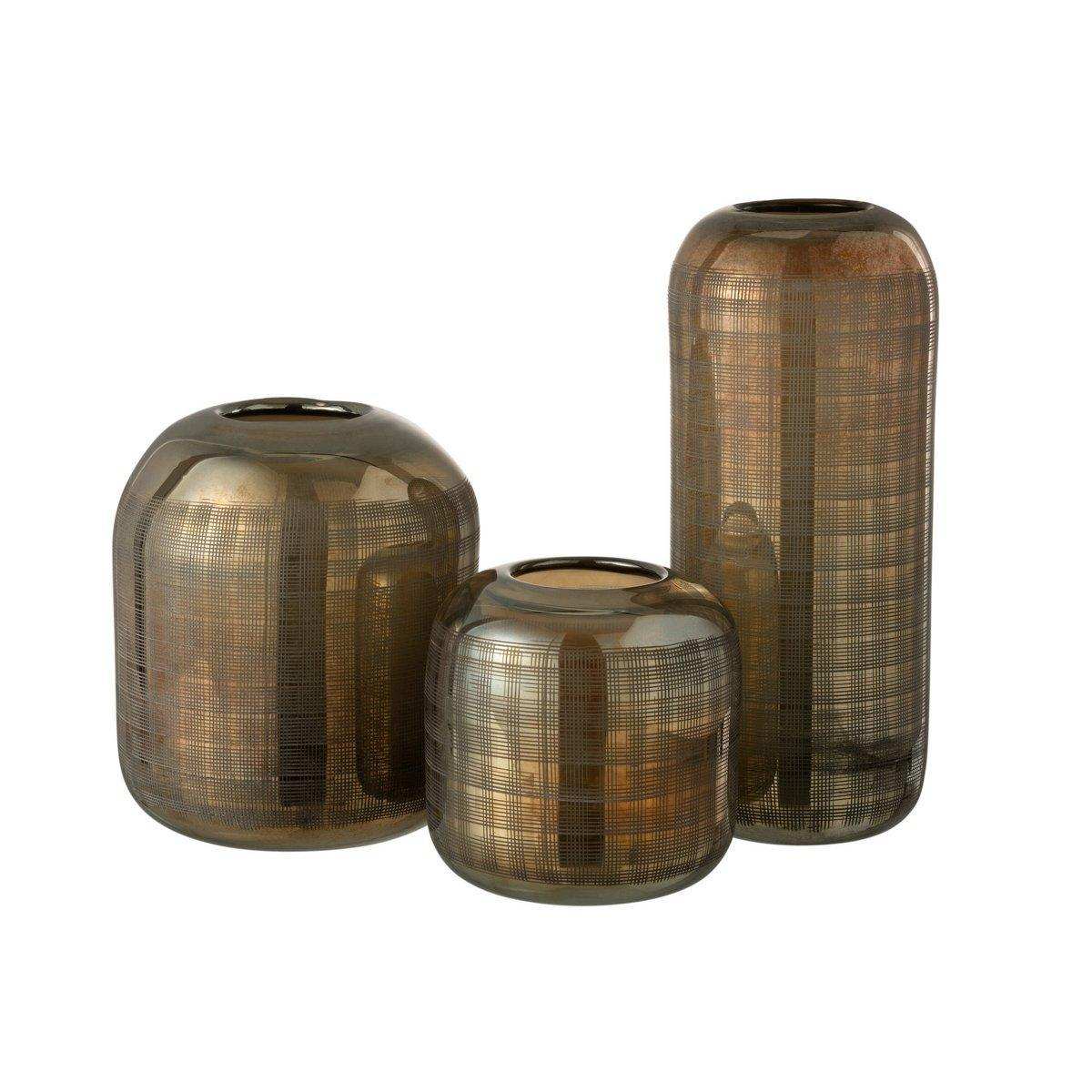 J-Line Vase Torino – Glas – Grün/Gold – groß – 36,00 cm hoch - HomeDesign Knaus