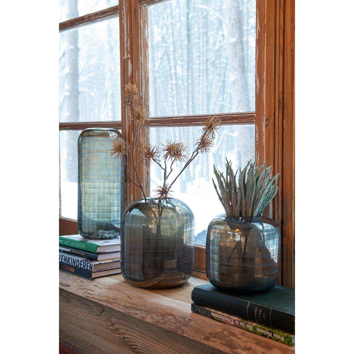 J-Line Vase Torino - Glas - Grün/Gold - klein - 17,00 cm hoch - HomeDesign Knaus