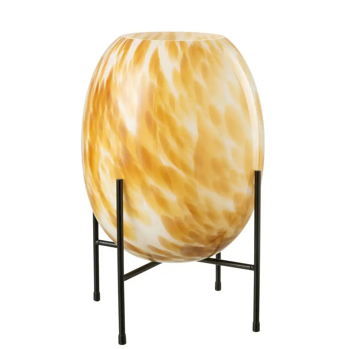 J-Line Vase + Vt Speckel – Glas – Weiß/Ocker - HomeDesign Knaus
