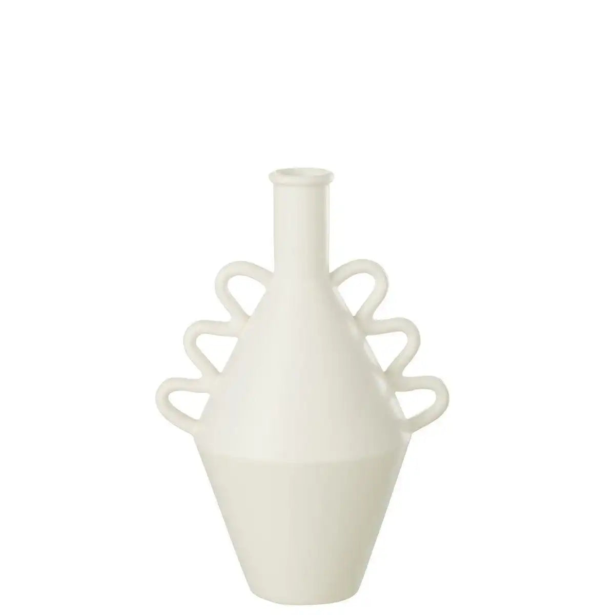 J-Line Vase Wavy Handle Dolomite - Keramik - Weiß - Groß - HomeDesign Knaus
