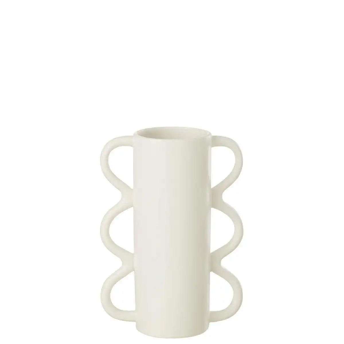 J-Line Vase Wavy Handle Dolomite - Keramik - Weiß - klein - HomeDesign Knaus