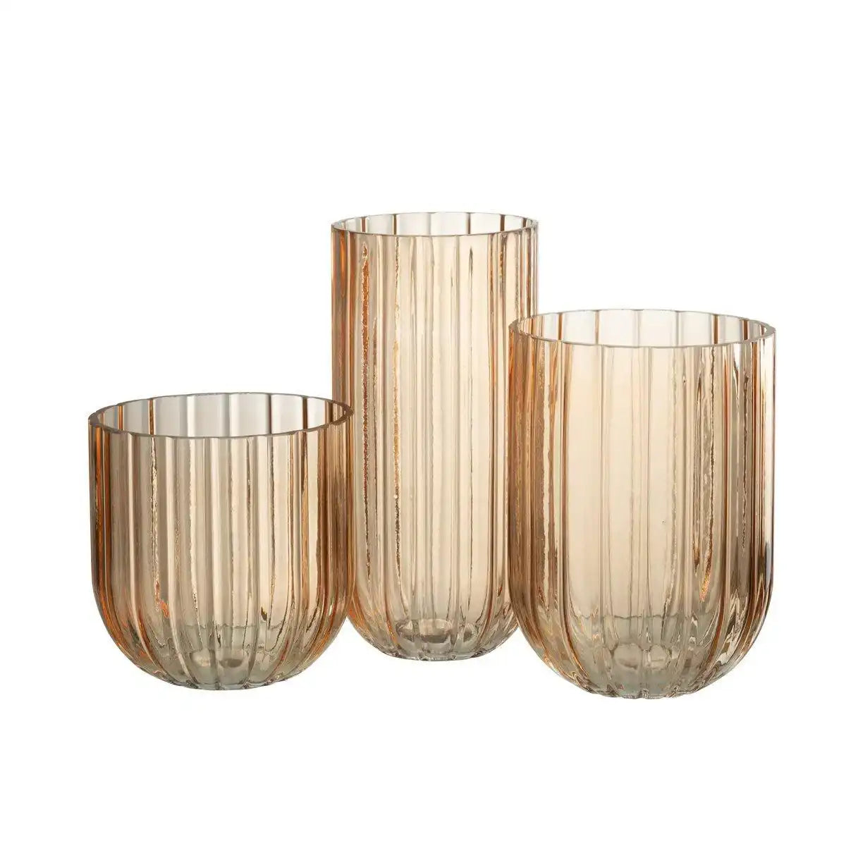J-Line Vase Yari Stripes – Glas – Pfirsich – groß - HomeDesign Knaus