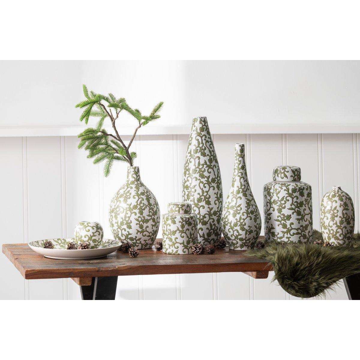 J-Line Vase Yezi Ball Porzellan Grün/Weiß - HomeDesign Knaus
