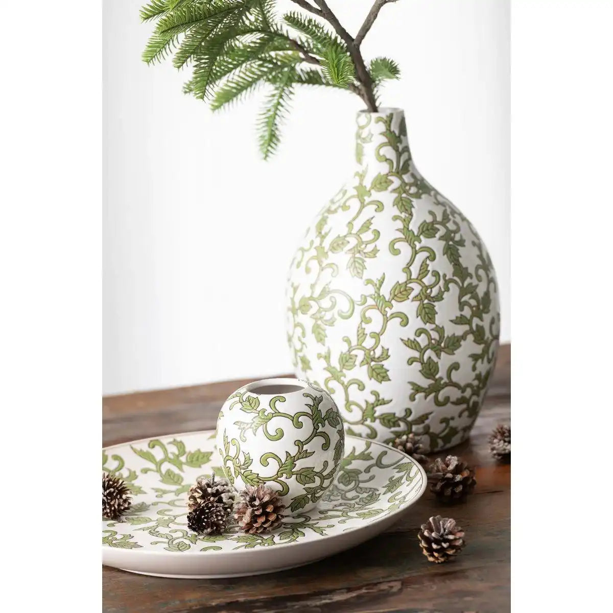 J-Line Vase Yezi Ball Porzellan Grün/Weiß - HomeDesign Knaus